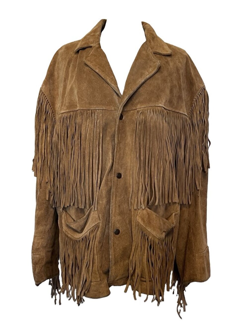 Vintage 70s Georgetown Leather Designs Brown Suede Western Fringe Coat Jacket M